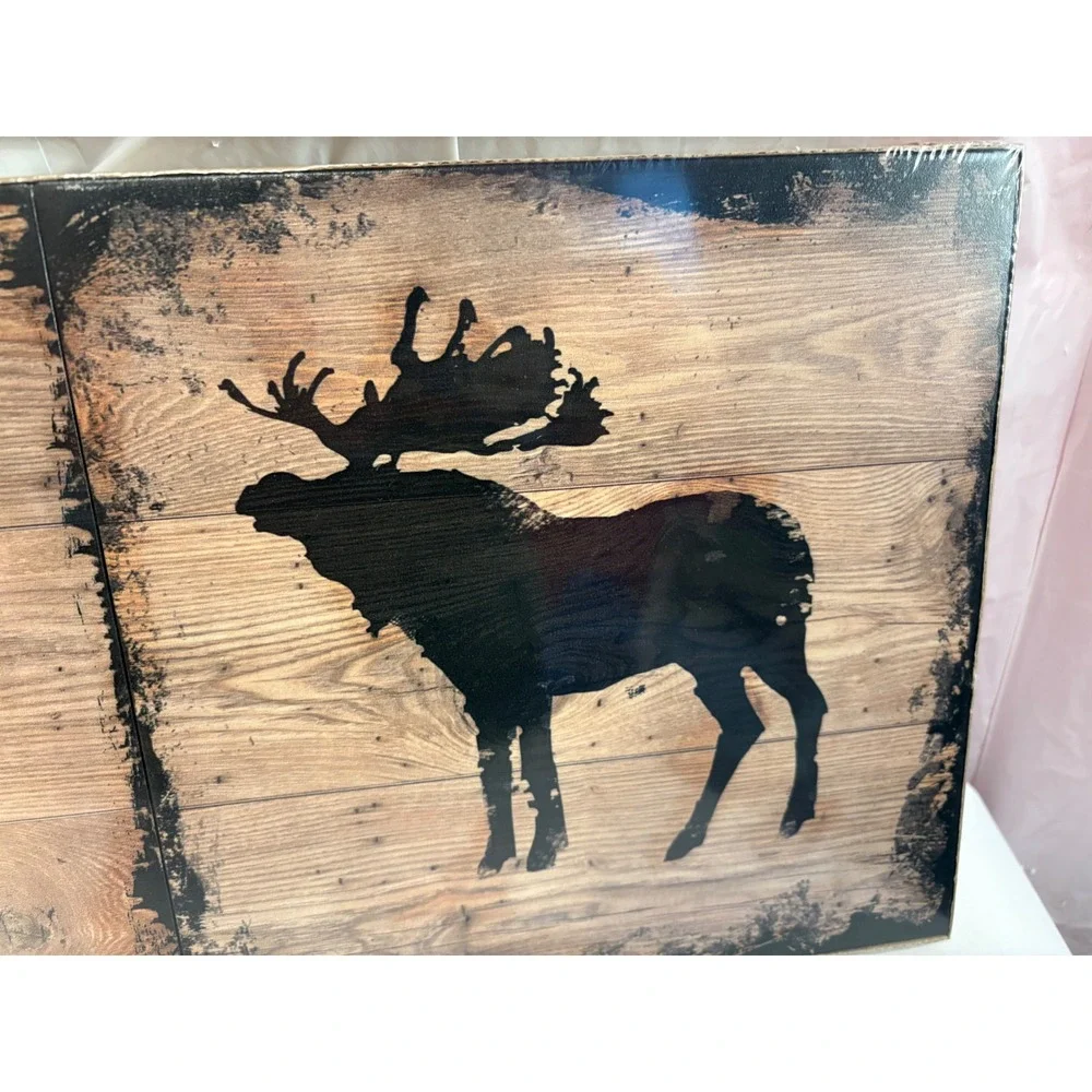 IKEA Bjornamo Wooden Wall Art Set of 3 - Forest Silhouettes: Bear, Owl, Elk